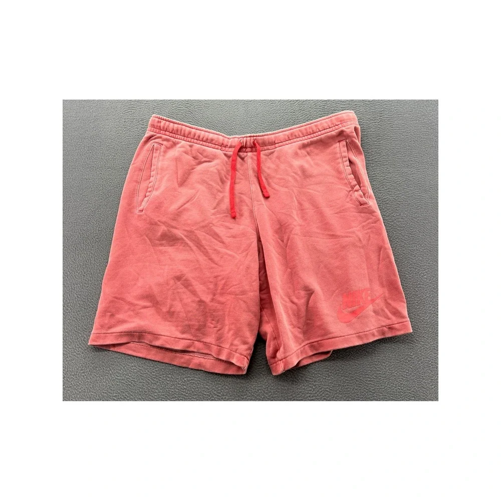 Nike Mens Club Fleece Shorts Mens XL Faded Red Coral Graphic Logo Drawstring